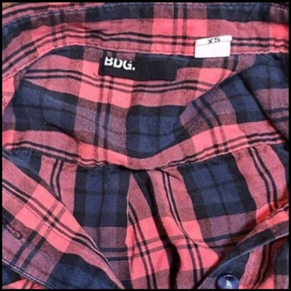 BDG Urban Outfitters Long Sleeve Pink Blue Plaid Button Down Flannel Size XS - Picture 8 of 8